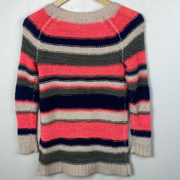 Splendid Lambswool Cashmere Bleeker Striped Sweater Size XS Pink Green Jumper - Picture 5 of 10